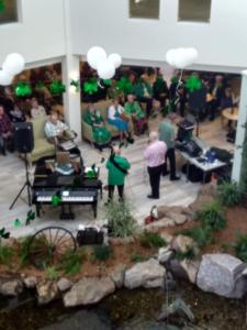 Orchard View's St.Patty's Day 2017- Looking down on the pond and the fun